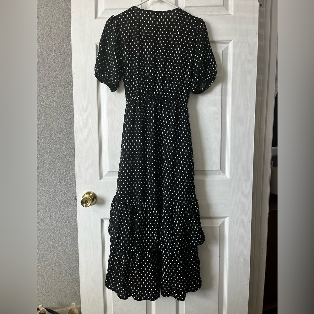 Knox Rose Black and White Patterned Midi wrap Dress - Picture 4 of 4